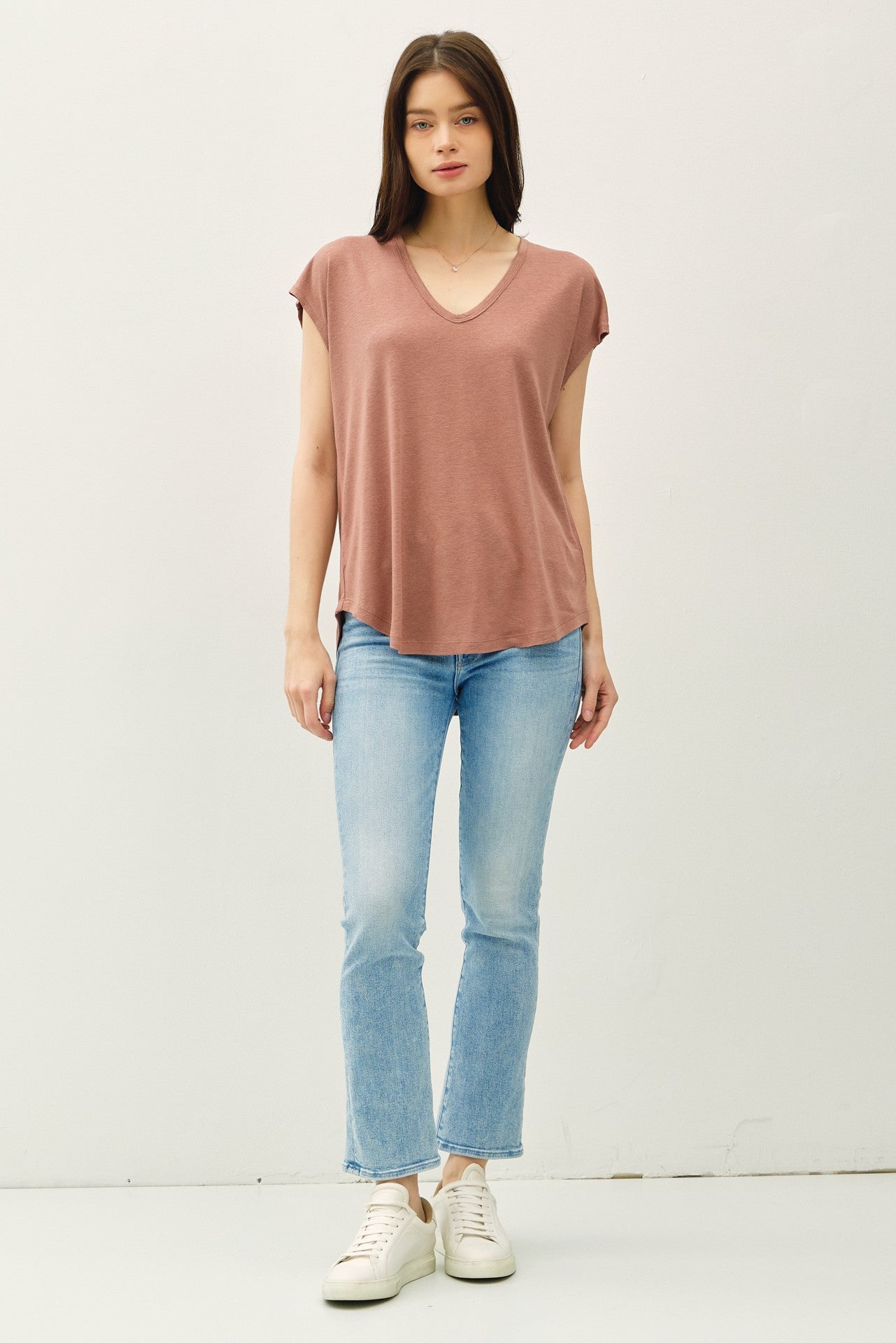 Brown V-Neck Top