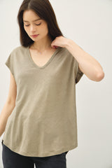 Olive V-Neck Maternity Top