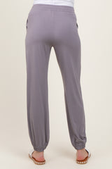 Grey Drawstring Maternity Jogger Pants