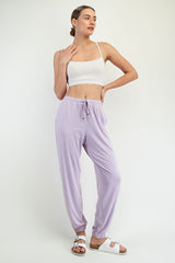 Lavender Drawstring Maternity Jogger Pants