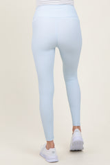 Blue Ribbed Maternity Leggings