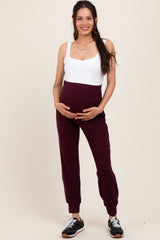 Burgundy Maternity Joggers