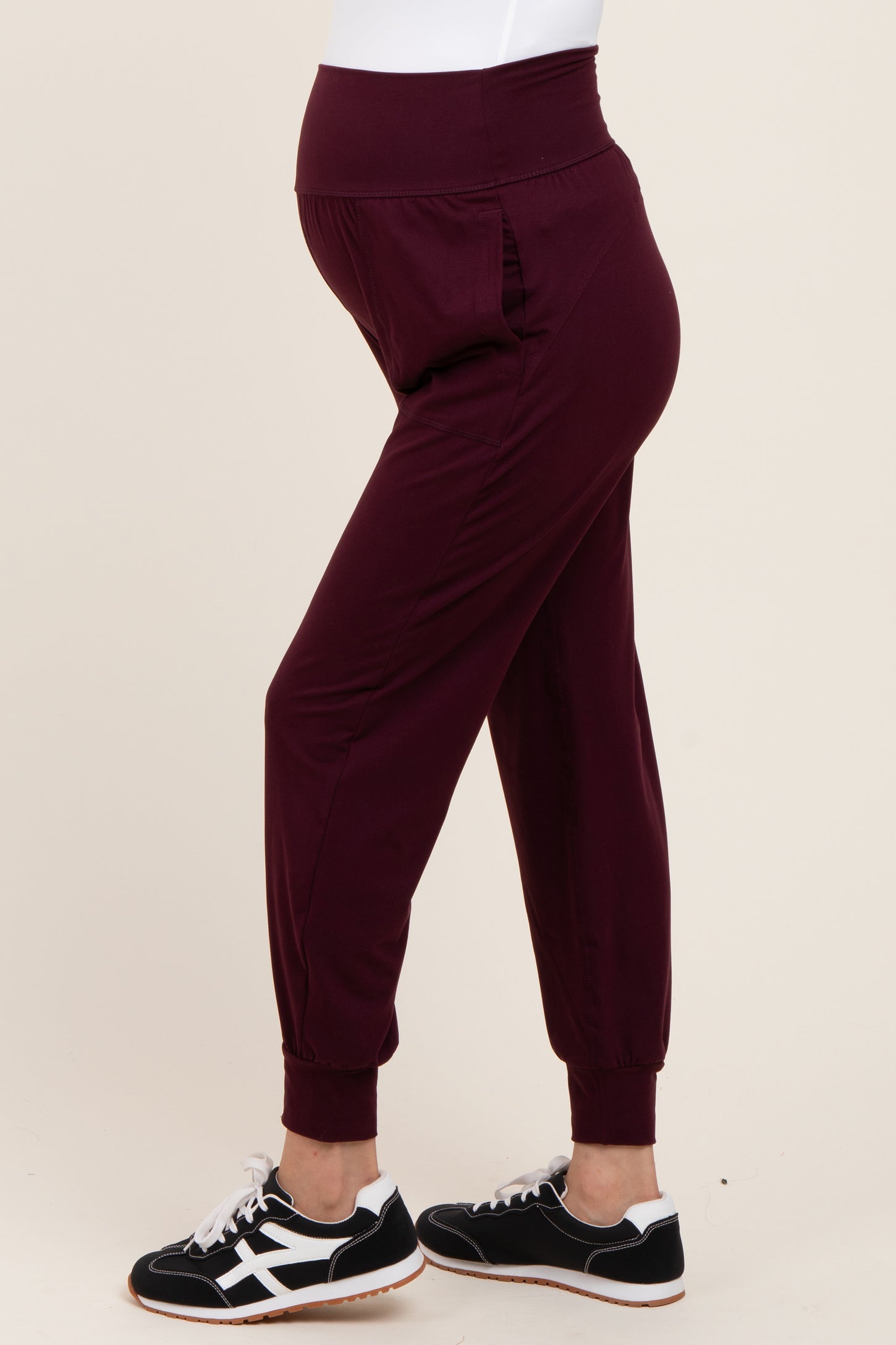 Burgundy Maternity Joggers