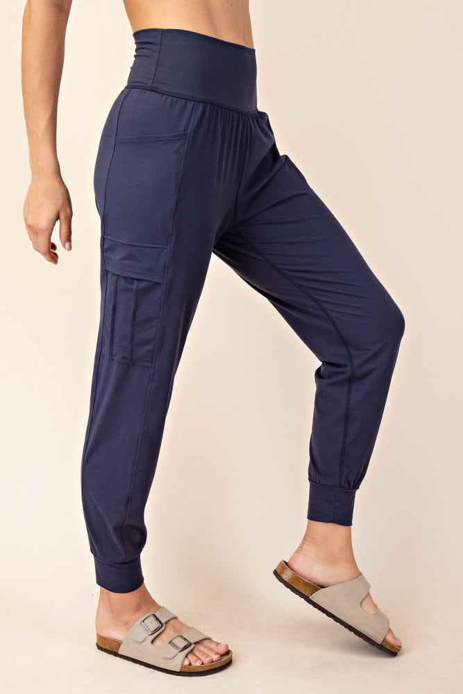 Navy Cargo Pocket Jogger Pants