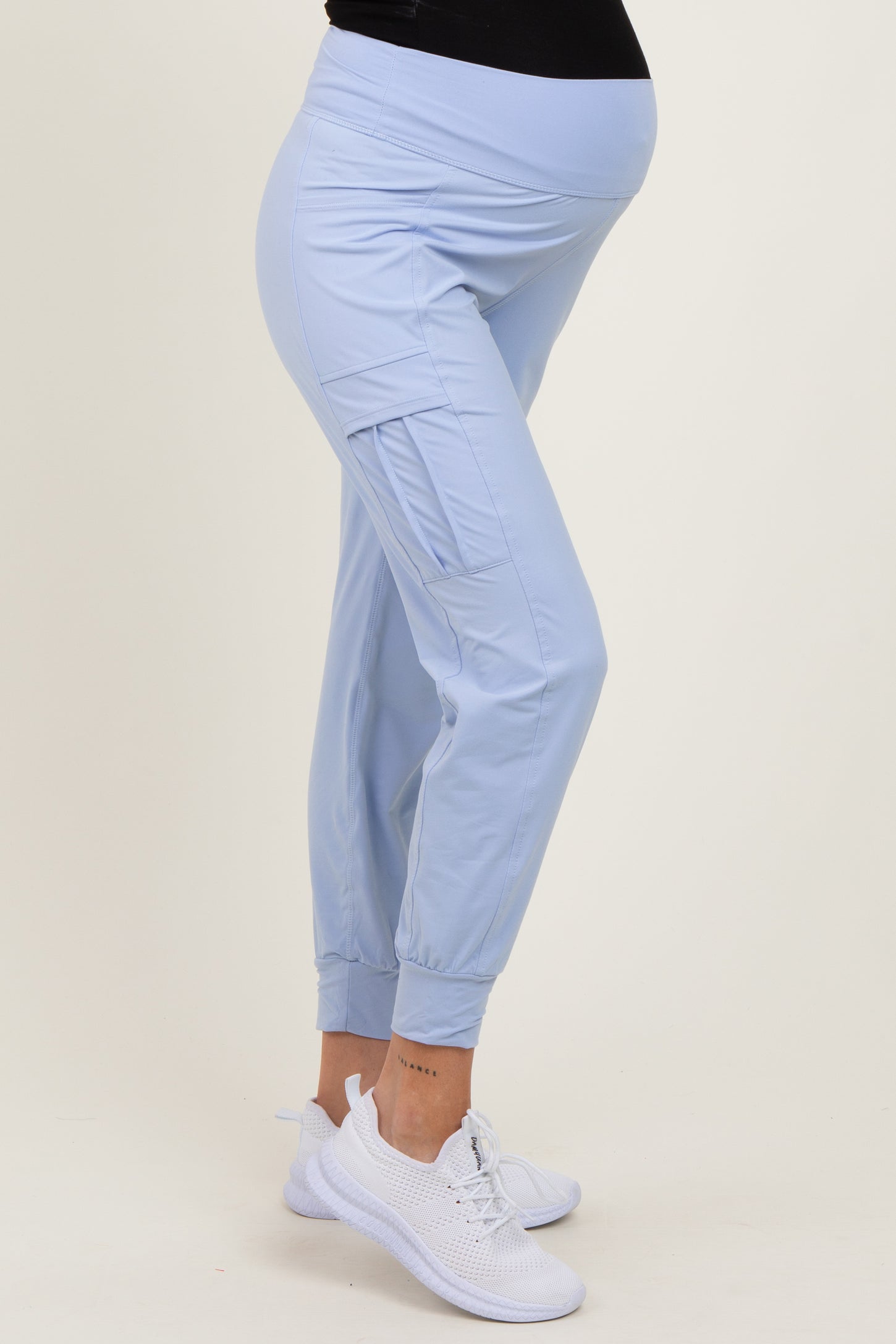 Light Blue Cargo Pocket Maternity Jogger Pants