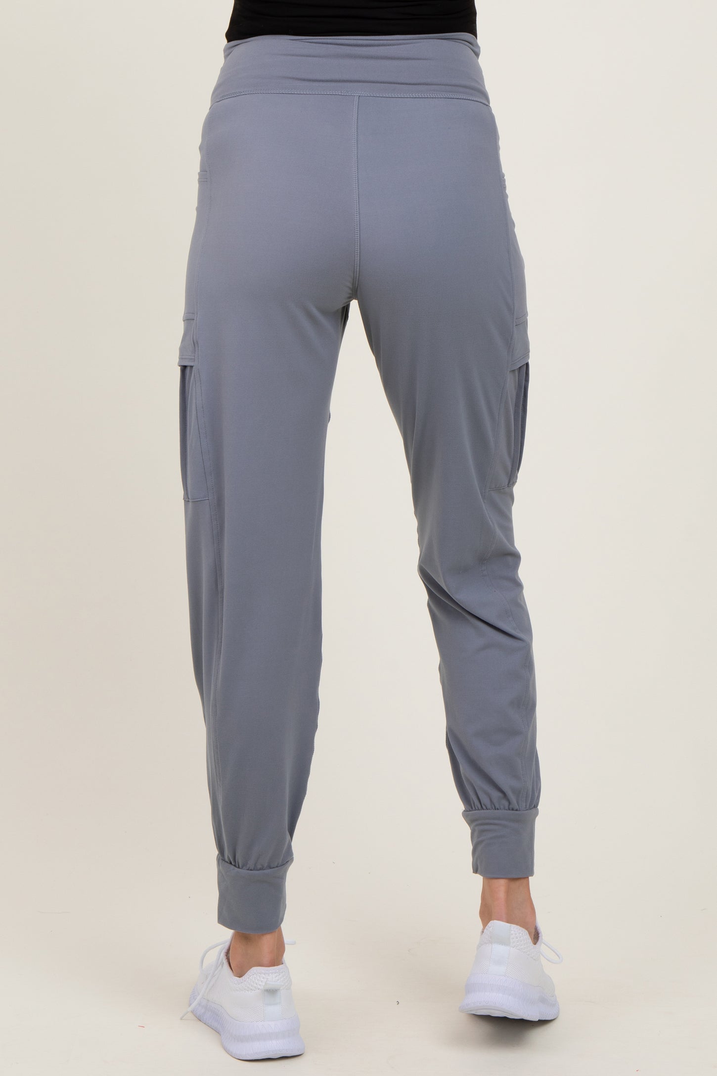 Grey Cargo Pocket Maternity Jogger Pants