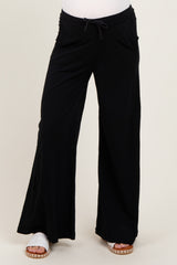 Black Drawstring Wide Leg Maternity Lounge Pant