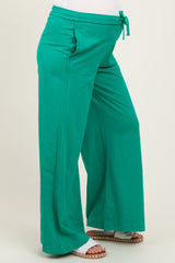 Green Drawstring Wide Leg Maternity Lounge Pant