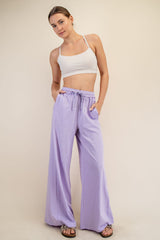 Lavender Drawstring Wide Leg Maternity Lounge Pant