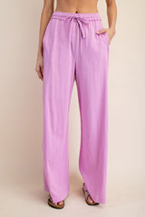 Pink Drawstring Wide Leg Lounge Pant