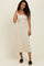 Cream/Black Short Cap Sleeve Tie Back Sweater Midi Dress