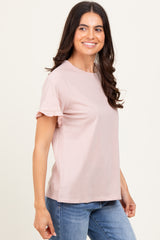 Pink Ruffle Trim Short Sleeve T-Shirt