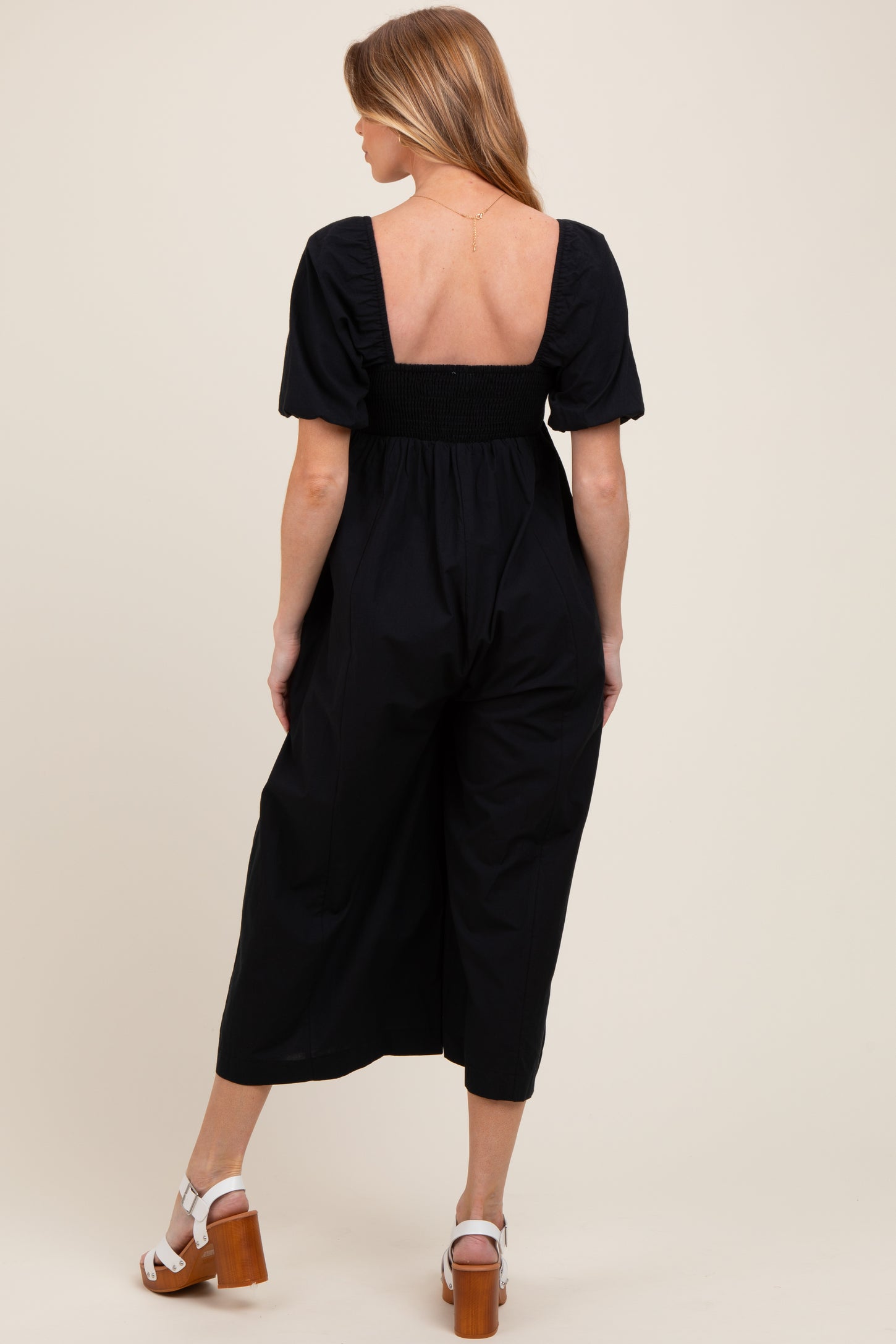 Black Sweetheart Cropped Wide Leg Maternity Jumpsuit