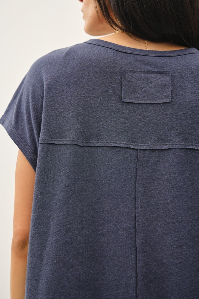 Charcoal Linen Blend Short Sleeve Tee