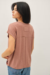 Brown Linen Blend Short Sleeve Tee