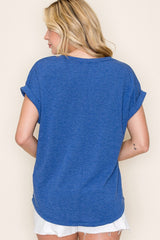 Royal Blue Rolled Cuff Maternity Top