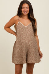 Brown Flowy Jacquard Ditsy Maternity Romper