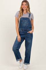 Navy Blue Barrel Leg Rolled Cuff Overall