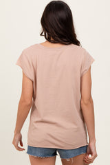 Taupe Soft Cap Sleeve Maternity T-Shirt Top