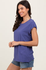 Navy Soft Cap Sleeve Maternity T-Shirt Top