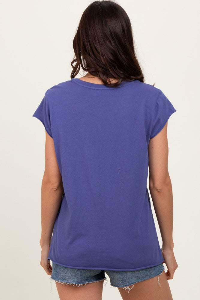 Navy Soft Cap Sleeve Maternity T-Shirt Top
