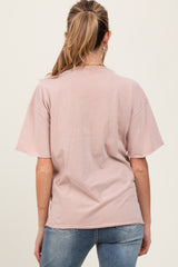 Taupe Short Sleeve Front Pocket Tunic Maternity Top