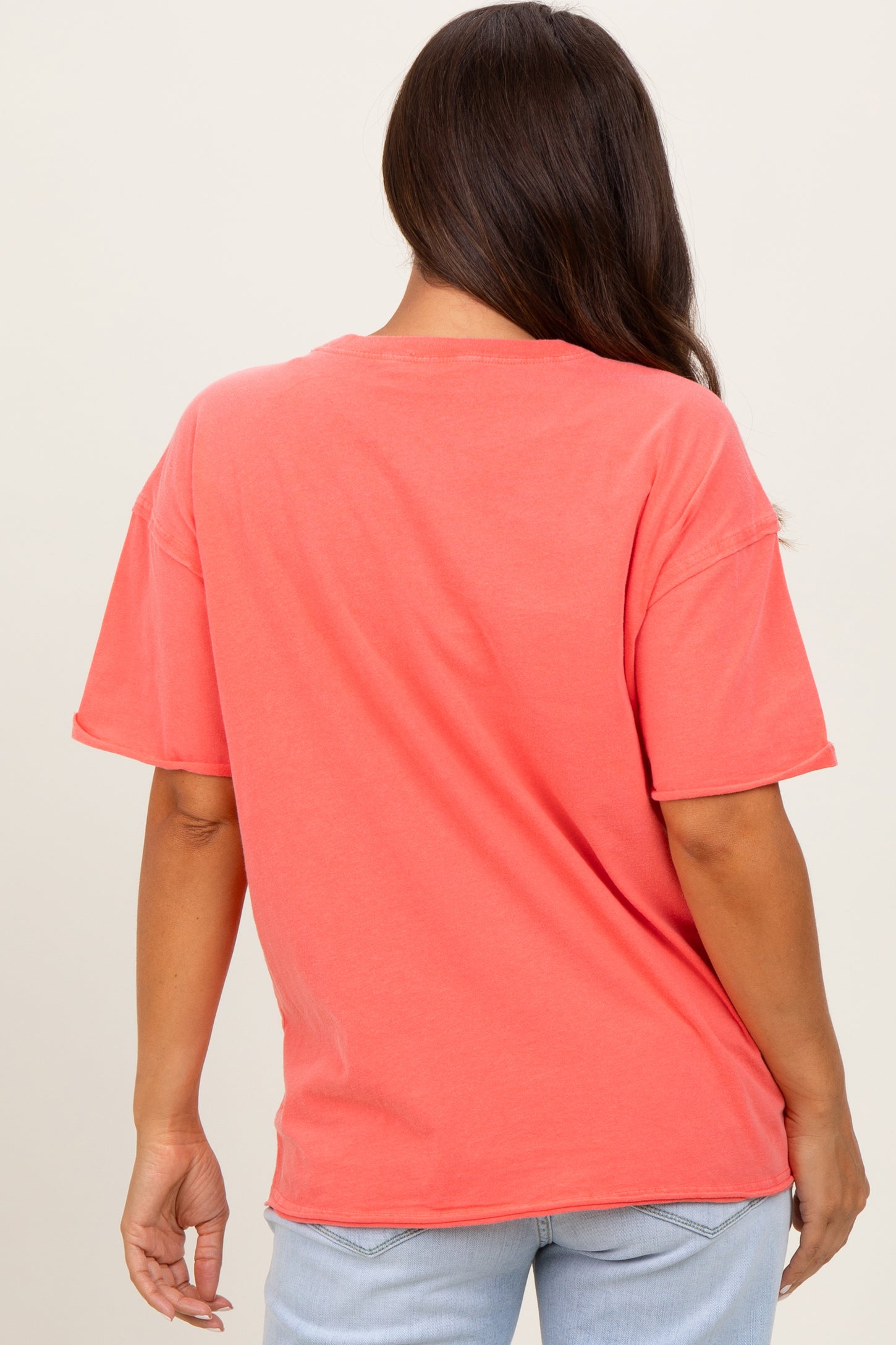 Coral Short Sleeve Front Pocket Tunic Maternity Top