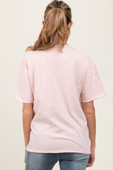 Light Pink Short Sleeve Front Pocket Tunic Maternity Top