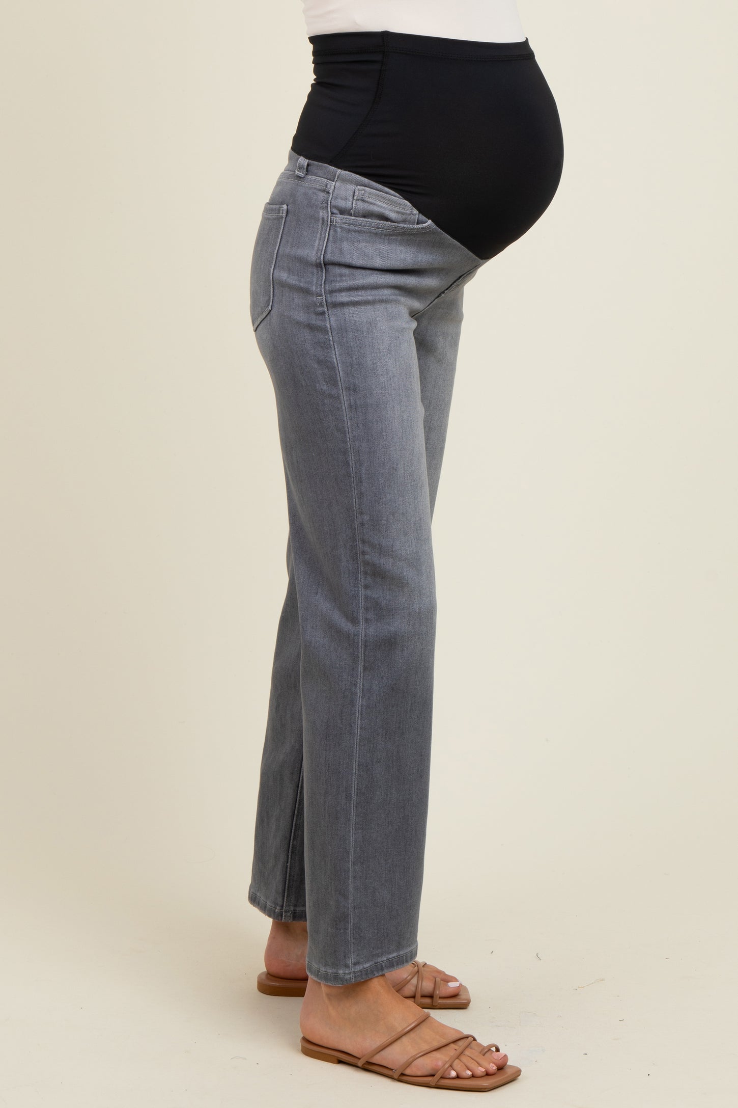Charcoal Ankle Slim Wide Leg Maternity Jeans