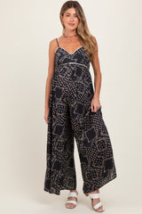 Black Paisley Printed Wide Relaxed Fit Maternity Jumpsuit