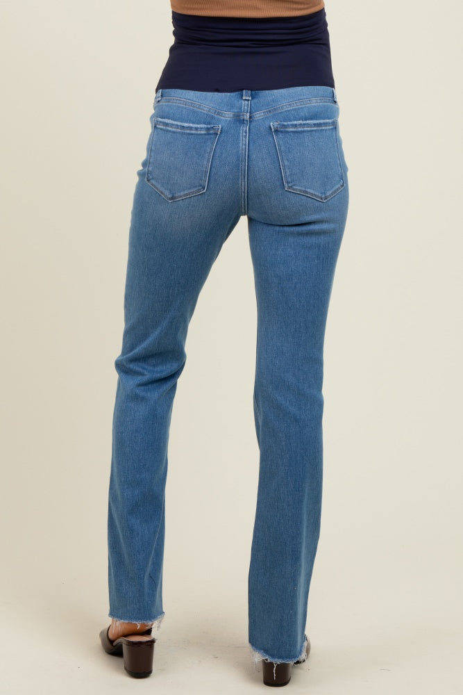 Blue Raw Hem Bootcut Maternity Jeans