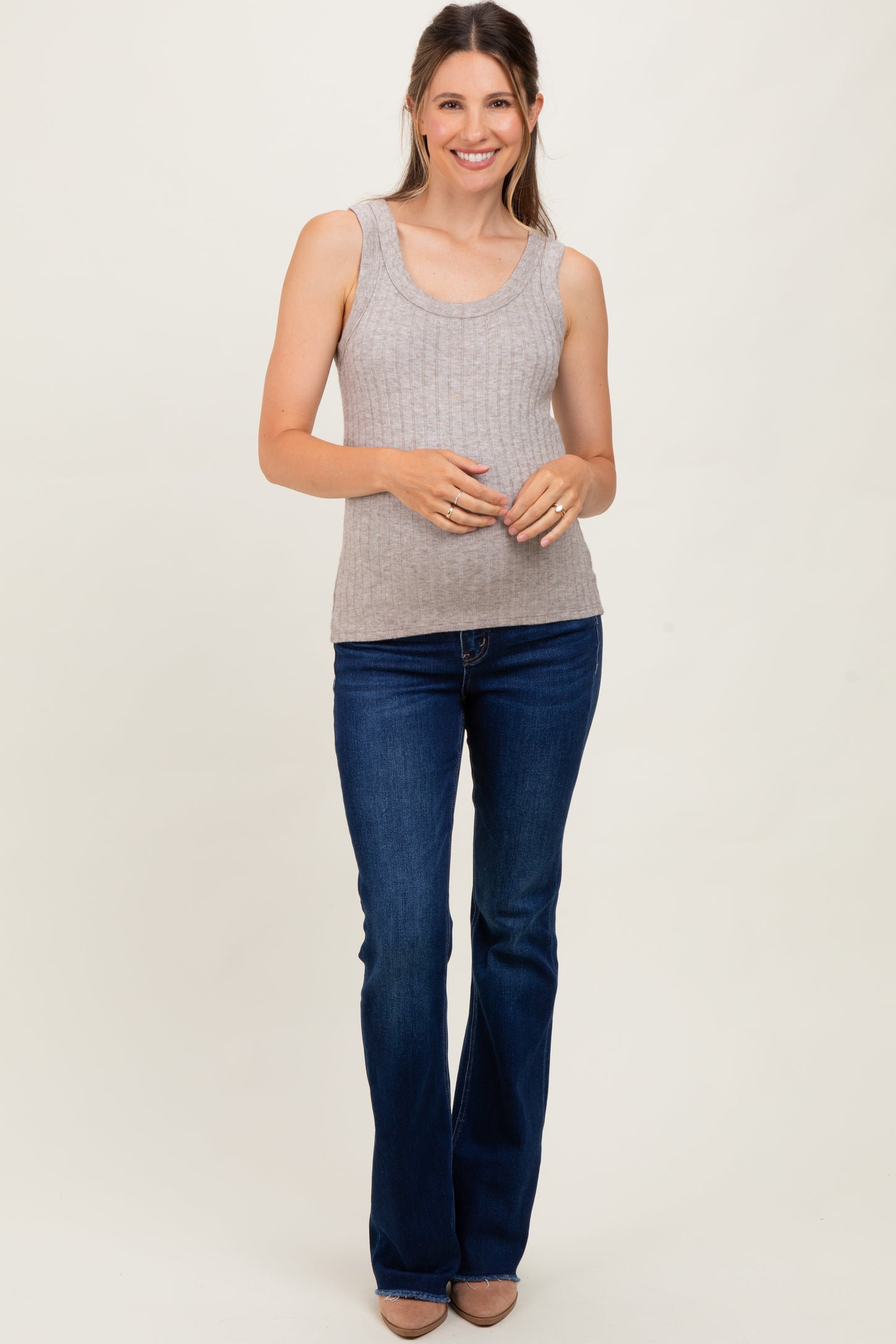 Navy Raw Hem Bootcut Maternity Jeans