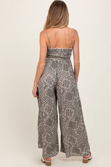 Olive Paisley Printed Wide Relaxed Fit Maternity Jumpsuit