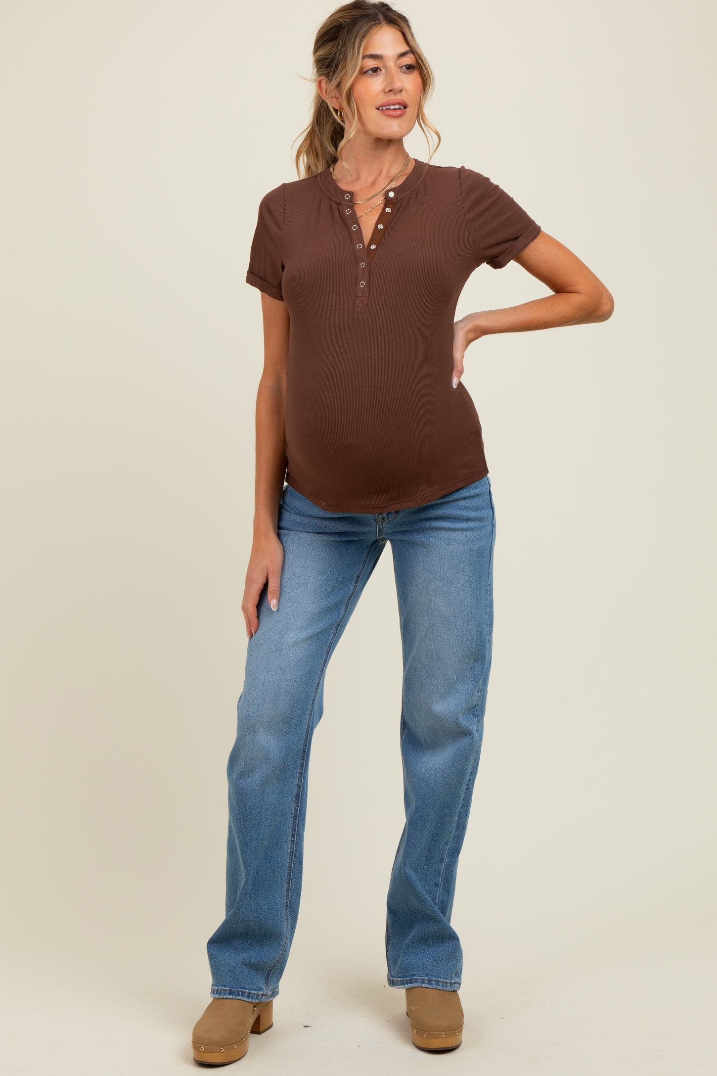 Blue Vintage Wash Straight Leg Maternity Jeans