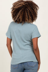 Mint Green Ribbed Notched Neckline Maternity Top