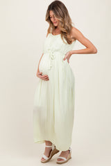 Light Mint Braided Neckline Maternity Maxi Dress