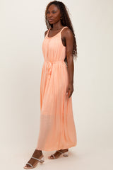 Peach Braided Neckline Maxi Dress