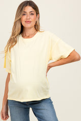Yellow Boxy Raw Edge Maternity Short Sleeve Tee