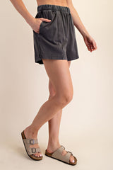 Black Hidden Drawstring Shorts