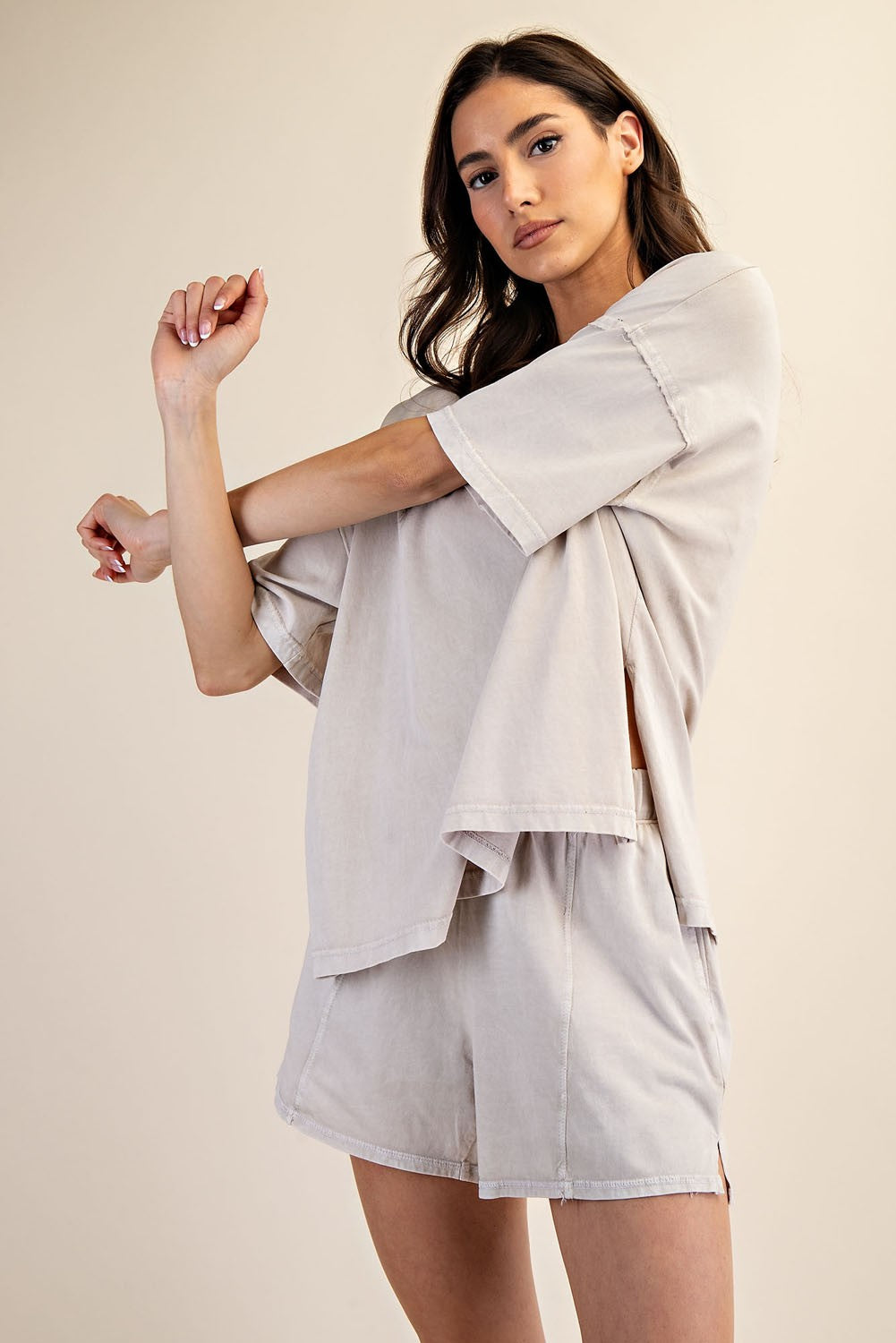 Light Grey Washed Oversized Boxy Tee