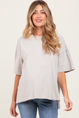 Light Grey Washed Oversized Boxy Maternity Tee