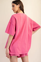 Fuchsia Washed Oversized Boxy Tee