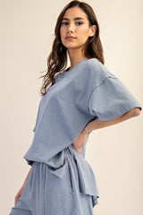 Blue Washed Oversized Boxy Tee