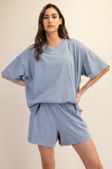 Blue Washed Oversized Boxy Tee