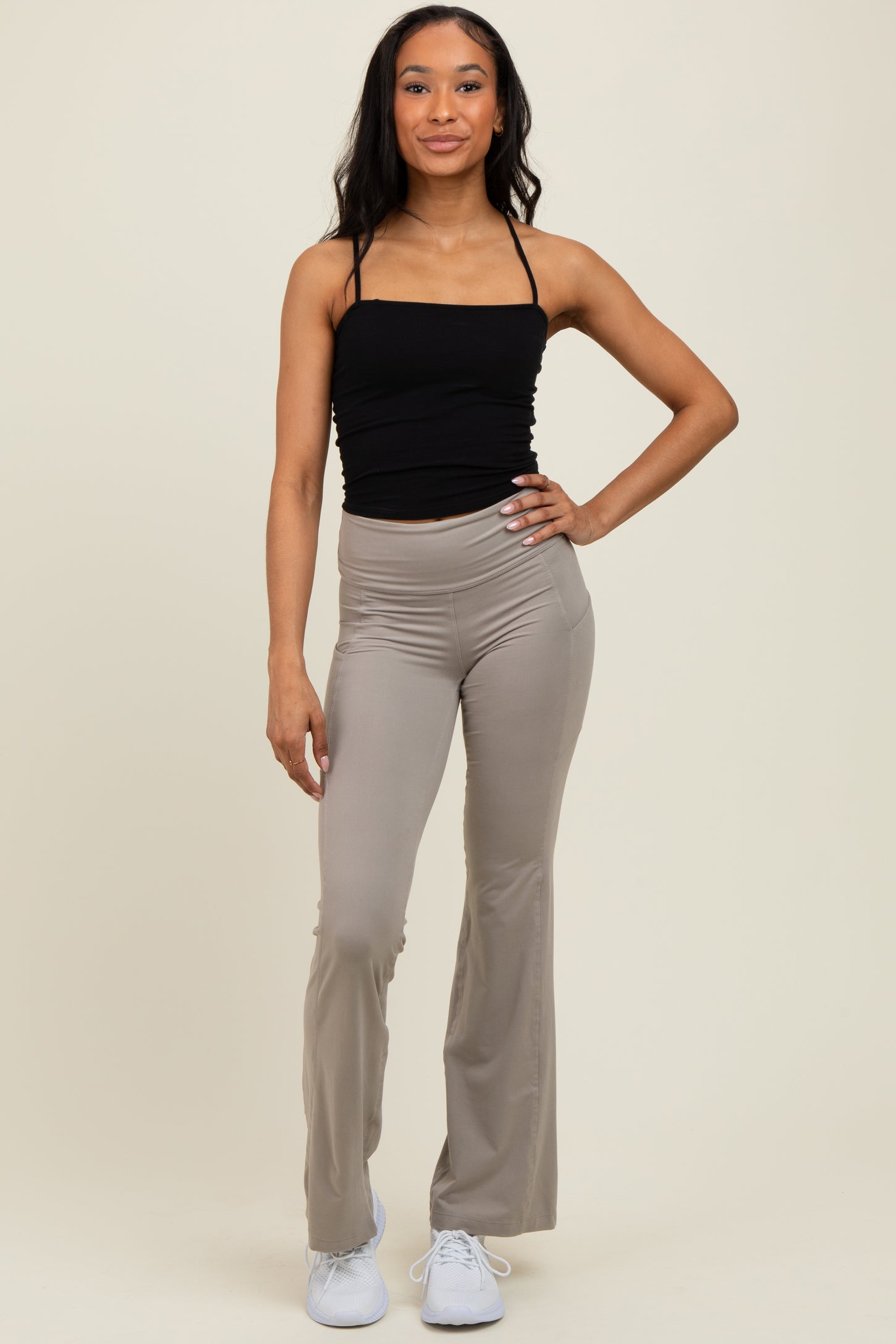 Taupe Active Pocket Flared Leggings