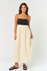 Cream Contrast Skirt Maxi Dress