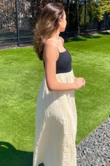 Cream Contrast Skirt Maxi Dress