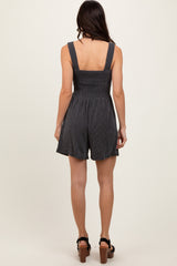 Charcoal Ribbed Smocked Bodice Romper