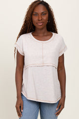 Beige Double Layer Short Sleeve Nursing Top