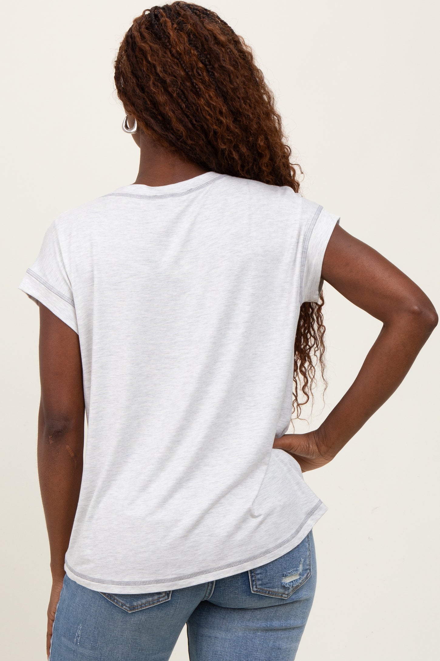 Heather Gray Double Layer Short Sleeve Nursing Top